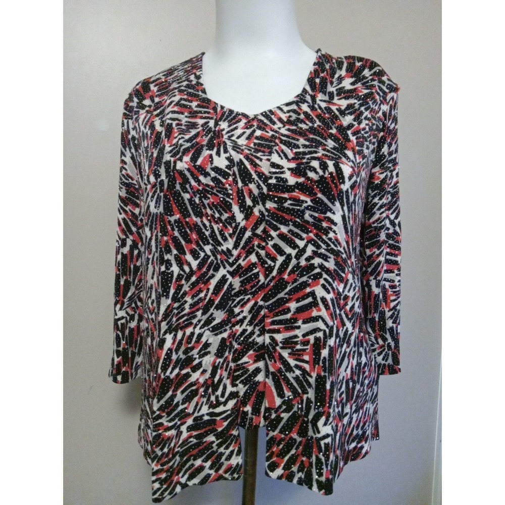 Alex Evenings 2 Piece Embellish Sleeveless‎ Tank With Open Cardigan Size Xlarge